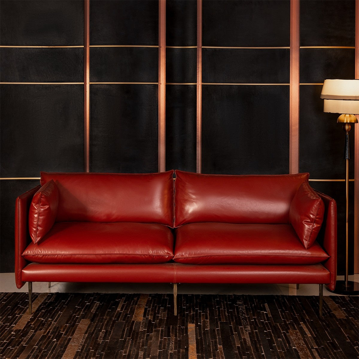 Aara Three Seater Sofa Red