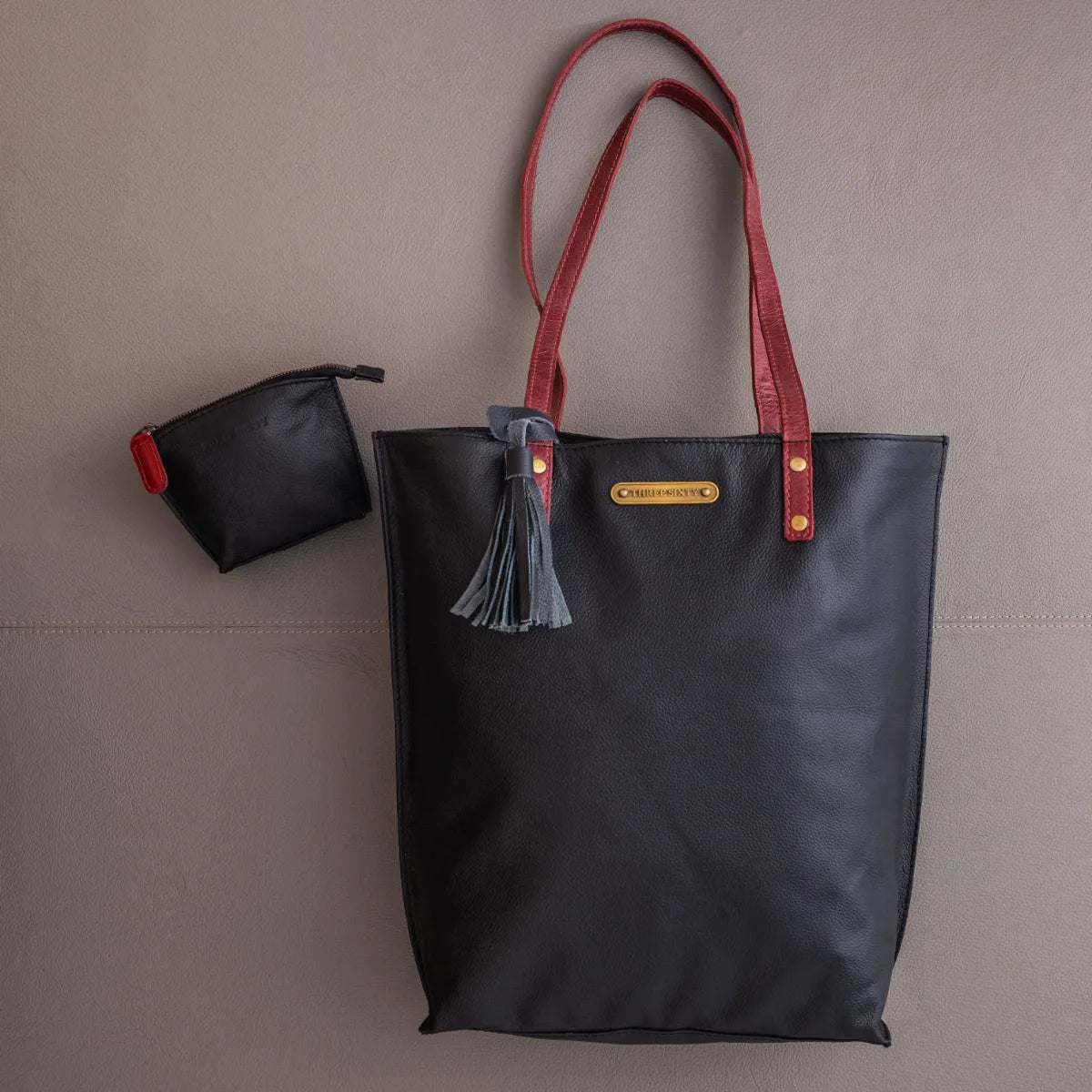 Auna Tote Bag- Genuine Waxy Leather Black