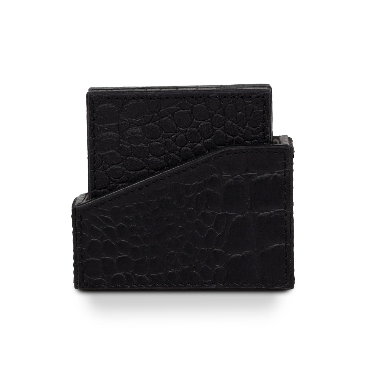 Eden Coaster Set of 4 In Genuine Croco Leather Black