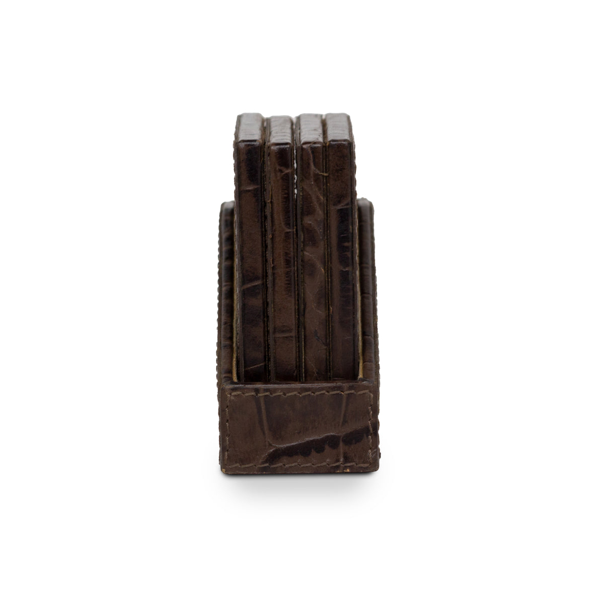 Eden Coaster Set of 4 In Genuine Croco Leather Brown