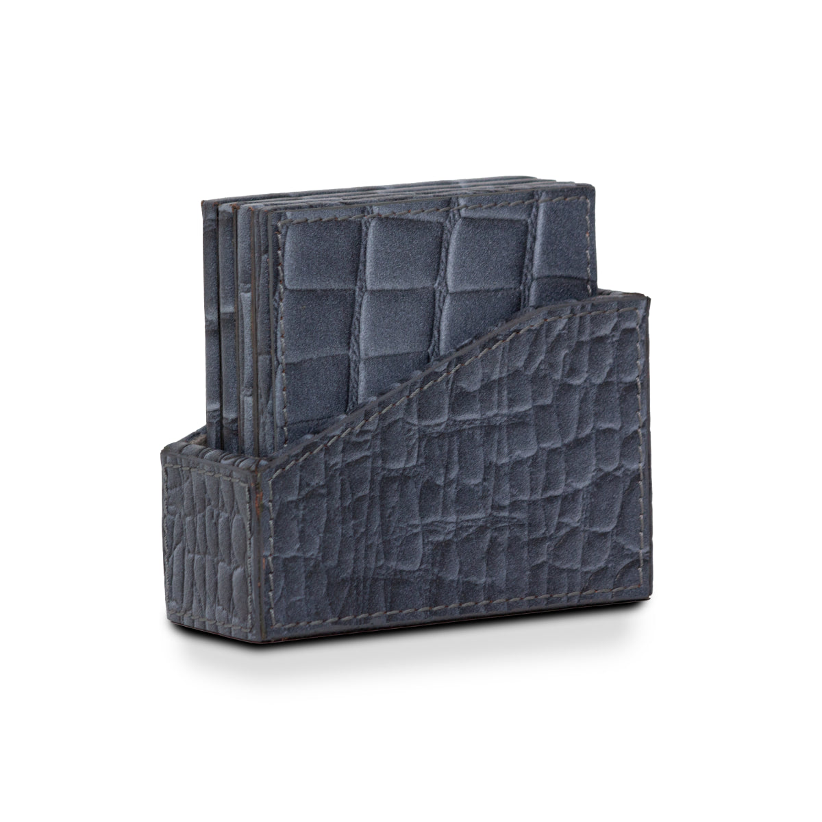 Eden Coaster Set of 4 In Genuine Croco Leather Grey