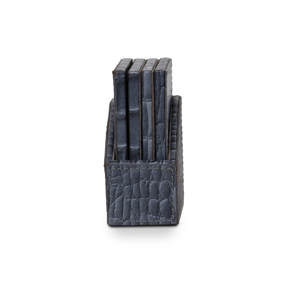 Eden Coaster Set of 4 In Genuine Croco Leather Grey