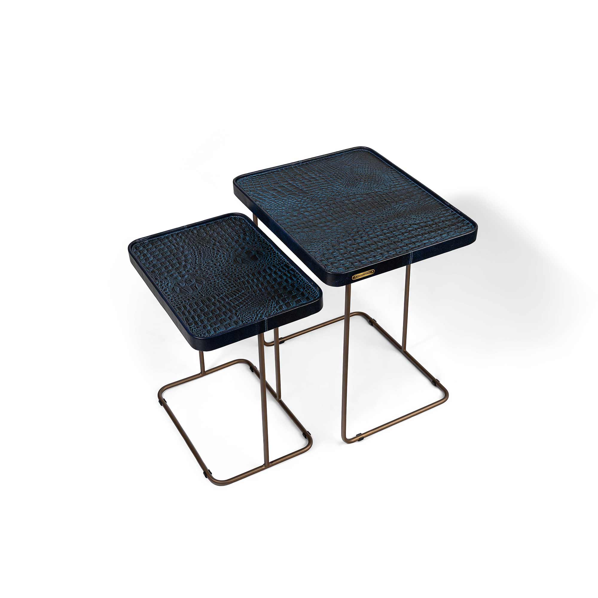 Croco Nested Table- Blue (Set Of Two)