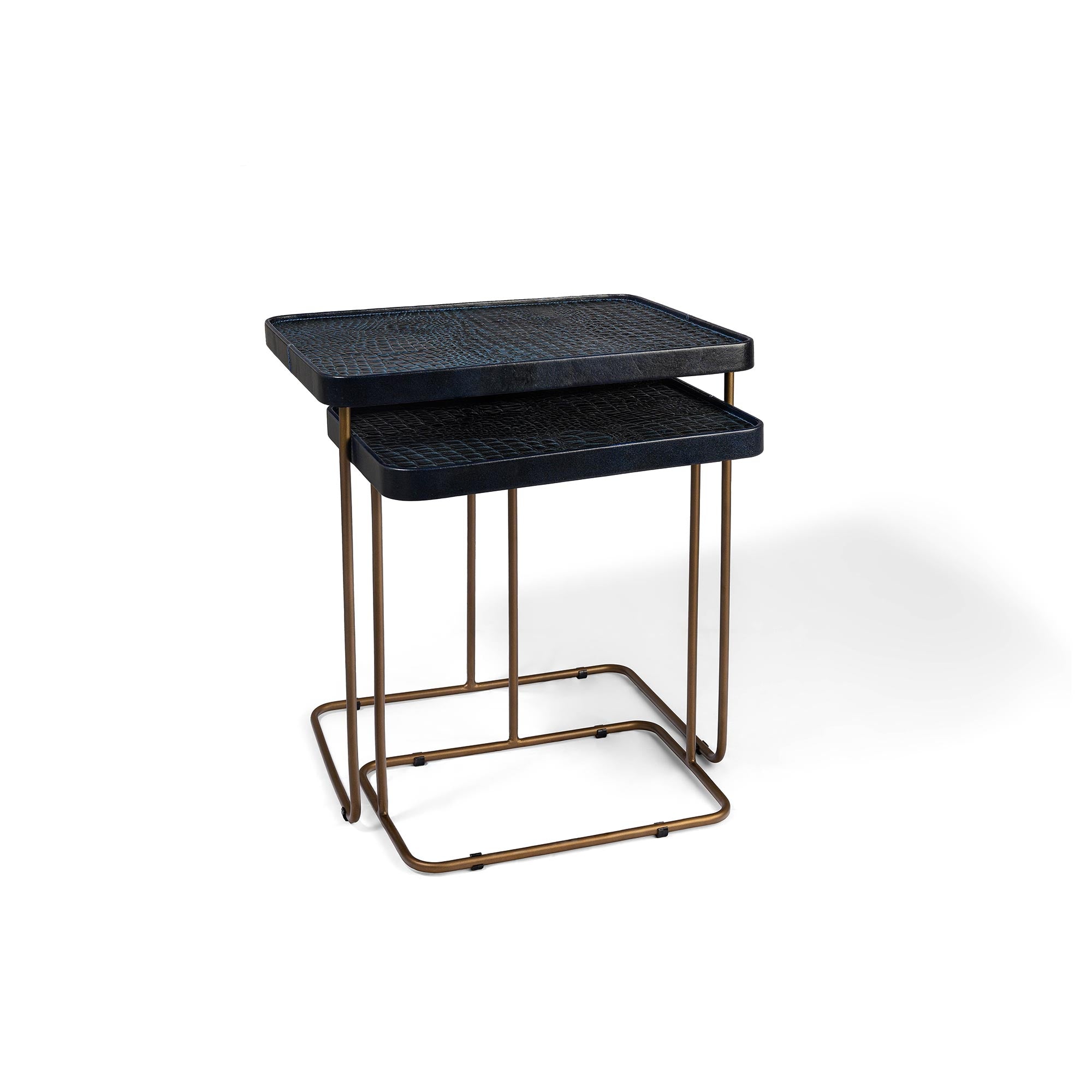 Croco Nested Table- Blue (Set Of Two)