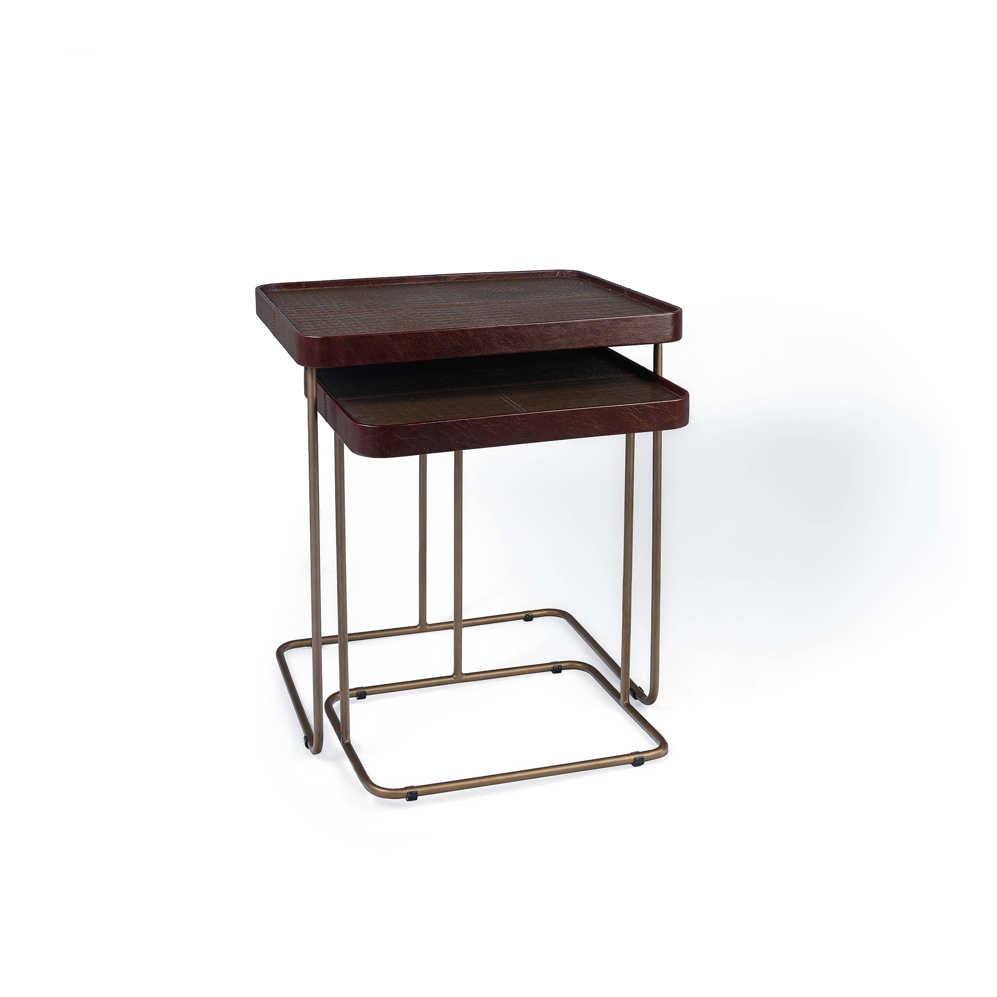 Croco Nested Table- Brown (Set Of Two)