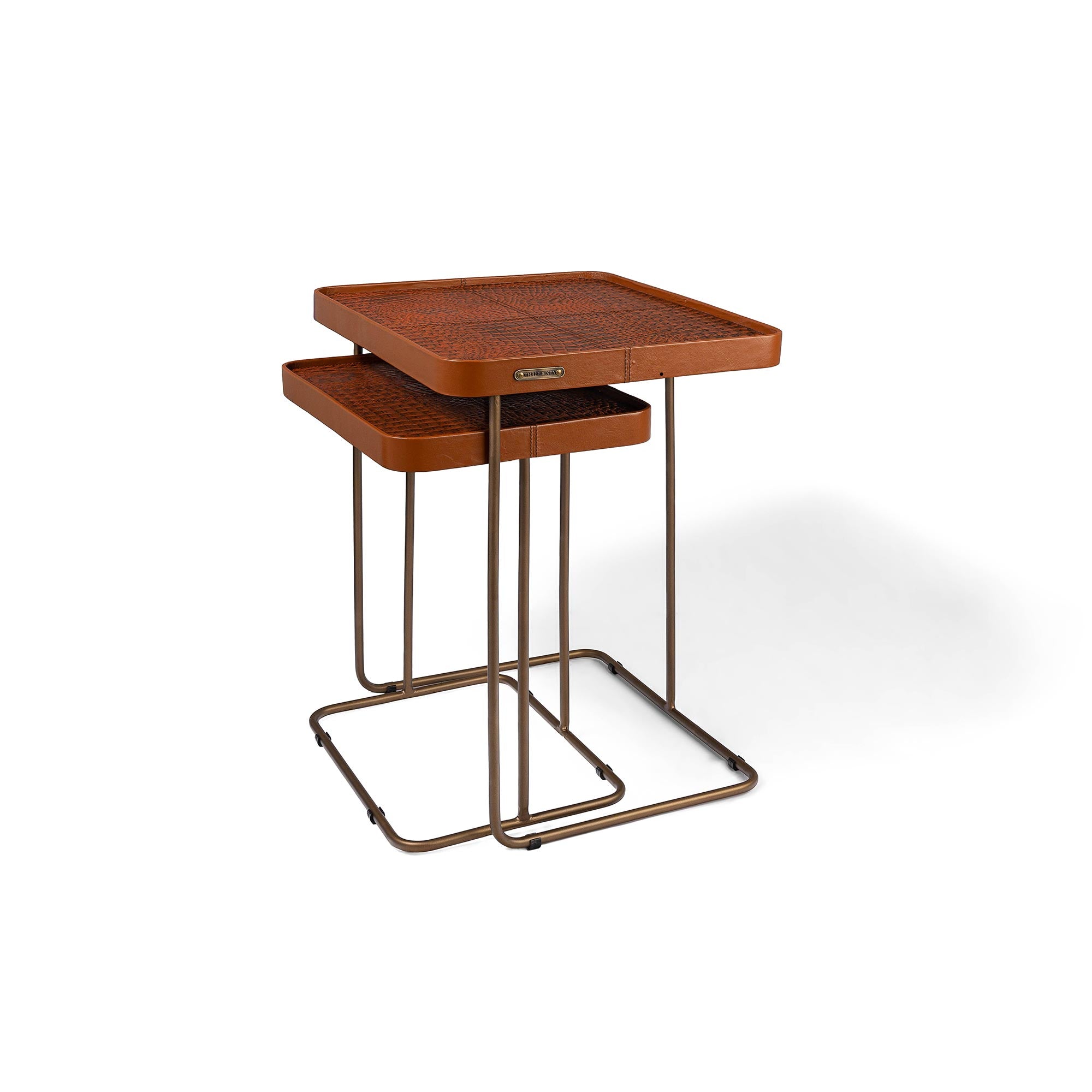 Croco Nested Table- Tan (Set Of Two)