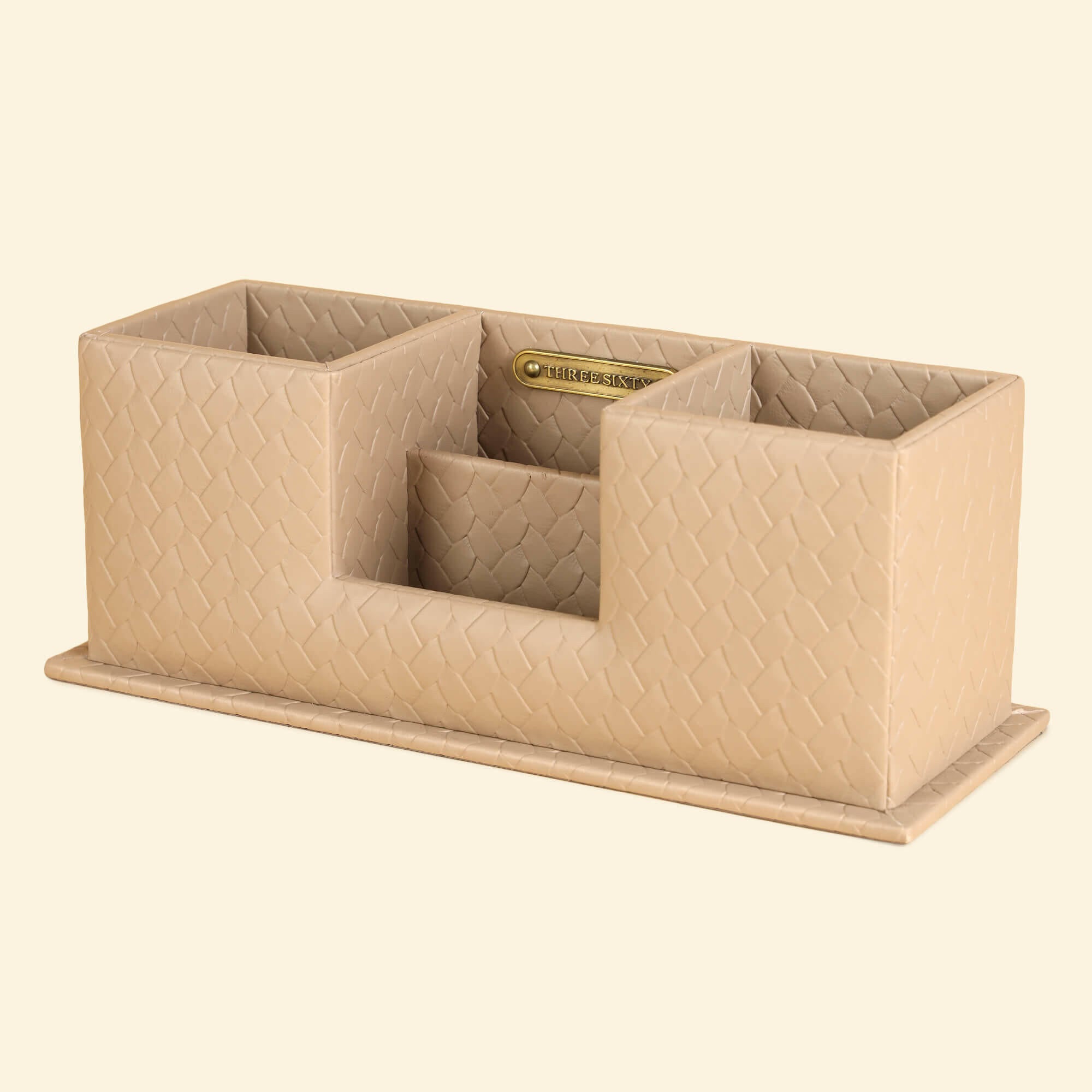 Entwine Desk Caddy Beige | Faux Leather Desk Organizers