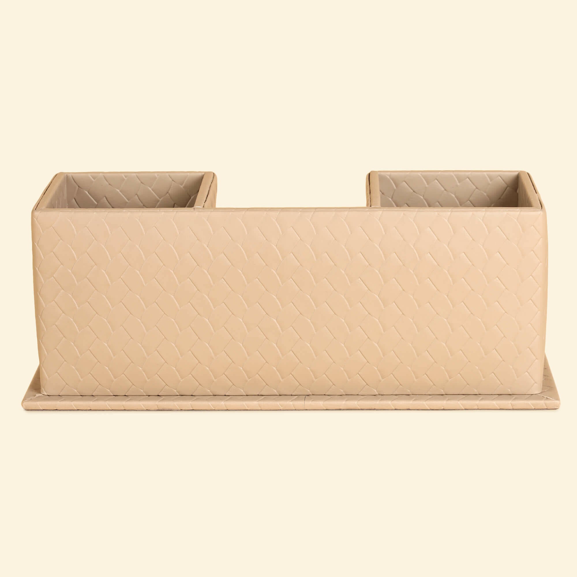 Entwine Desk Caddy Beige | Faux Leather Desk Organizers