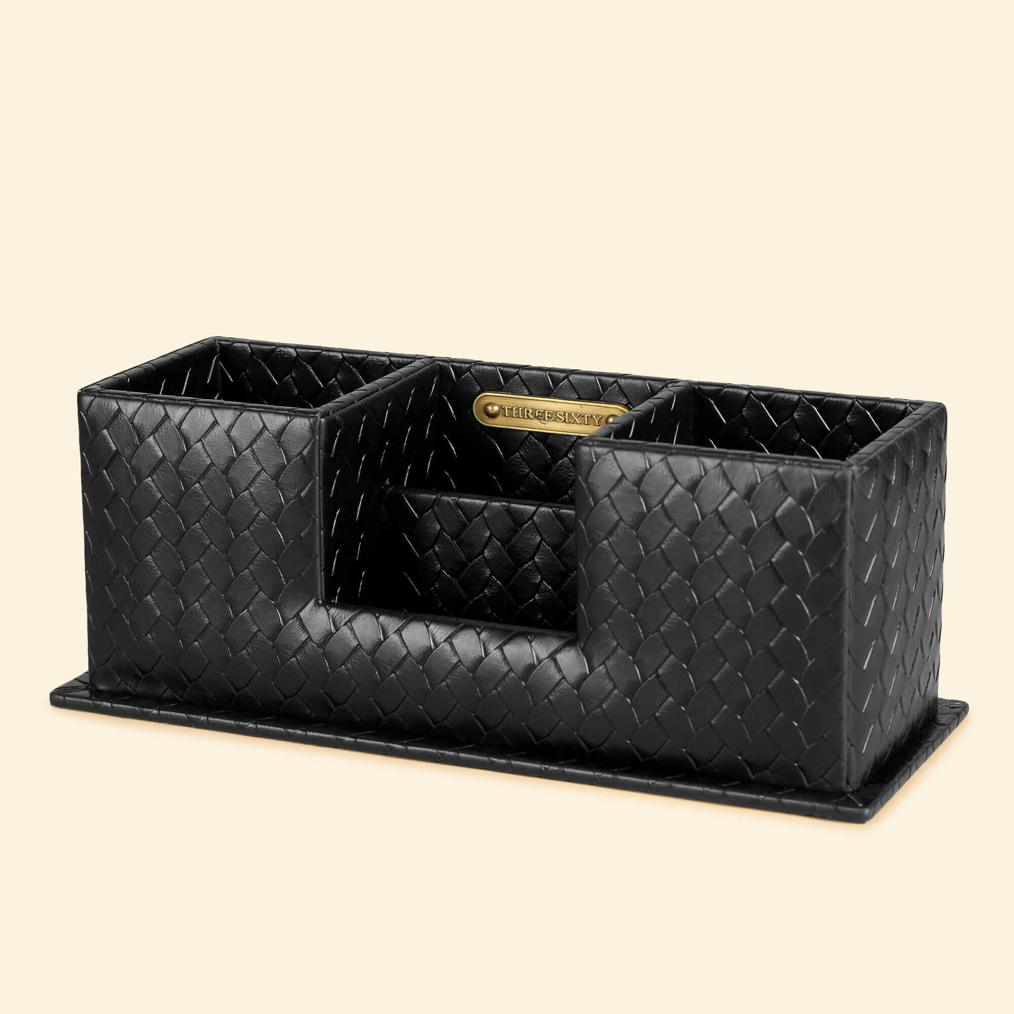 Entwine Desk Caddy Black | Faux Leather Desk Organizers