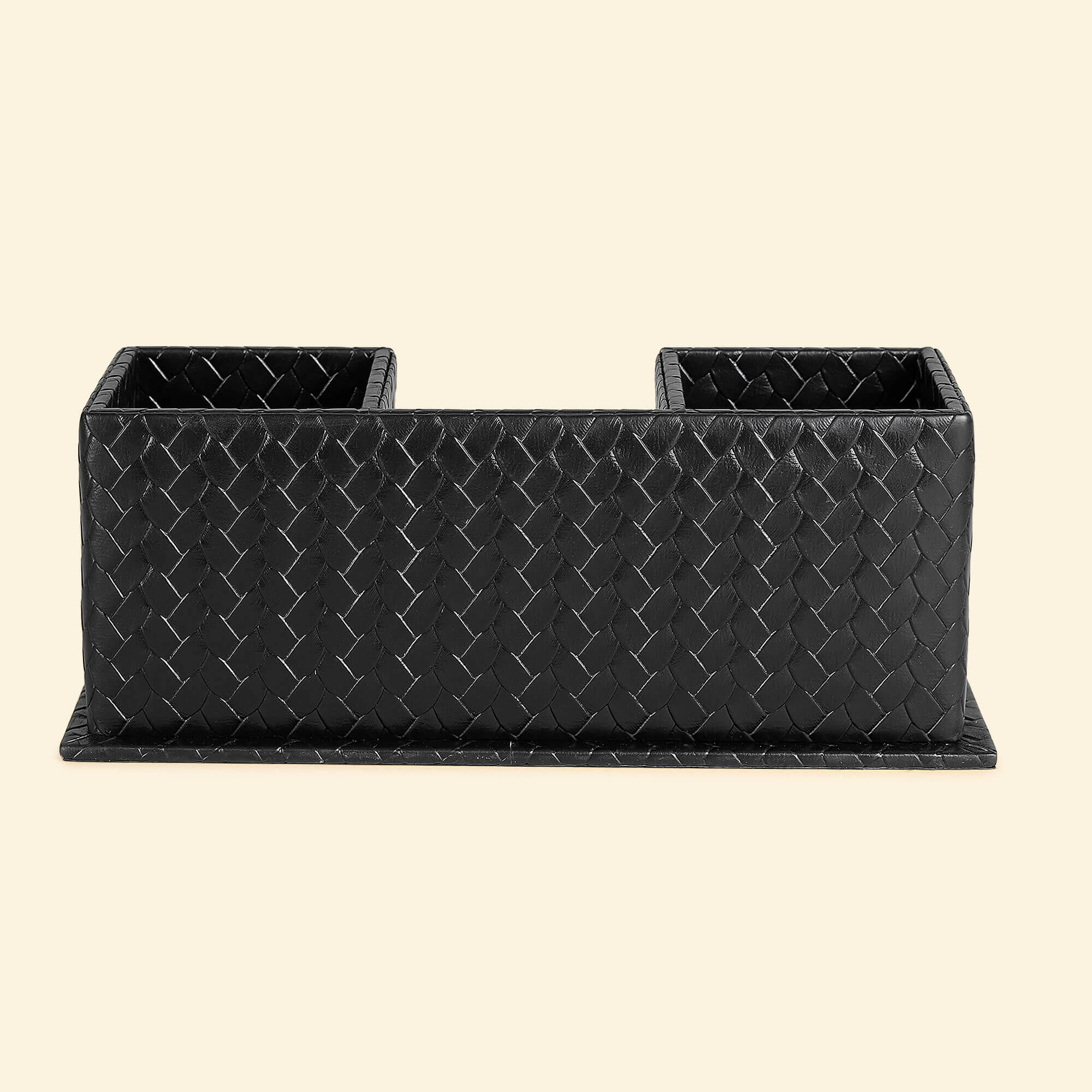 Entwine Desk Caddy Black | Faux Leather Desk Organizers