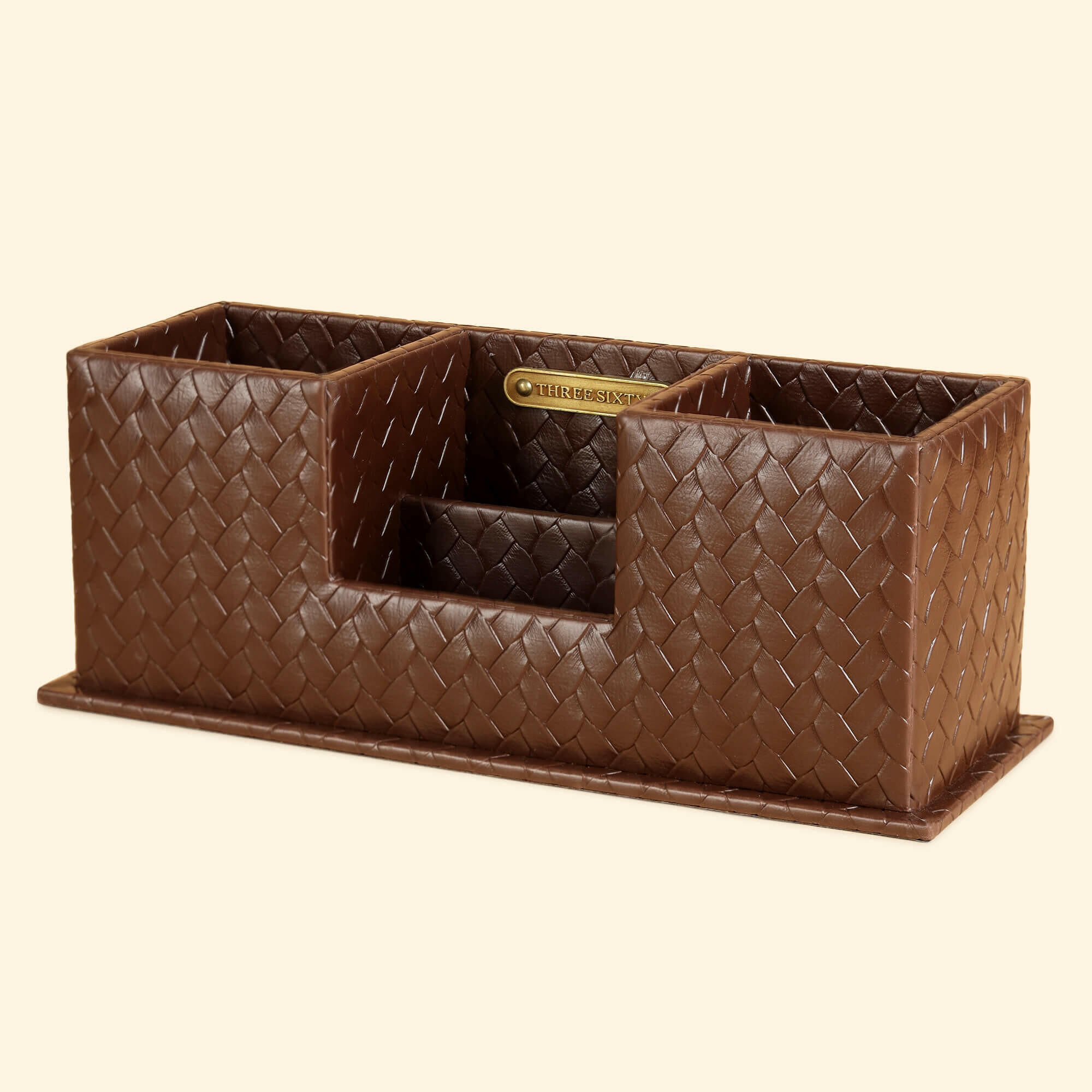 Entwine Desk Caddy Brown | Faux Leather Desk Organizers