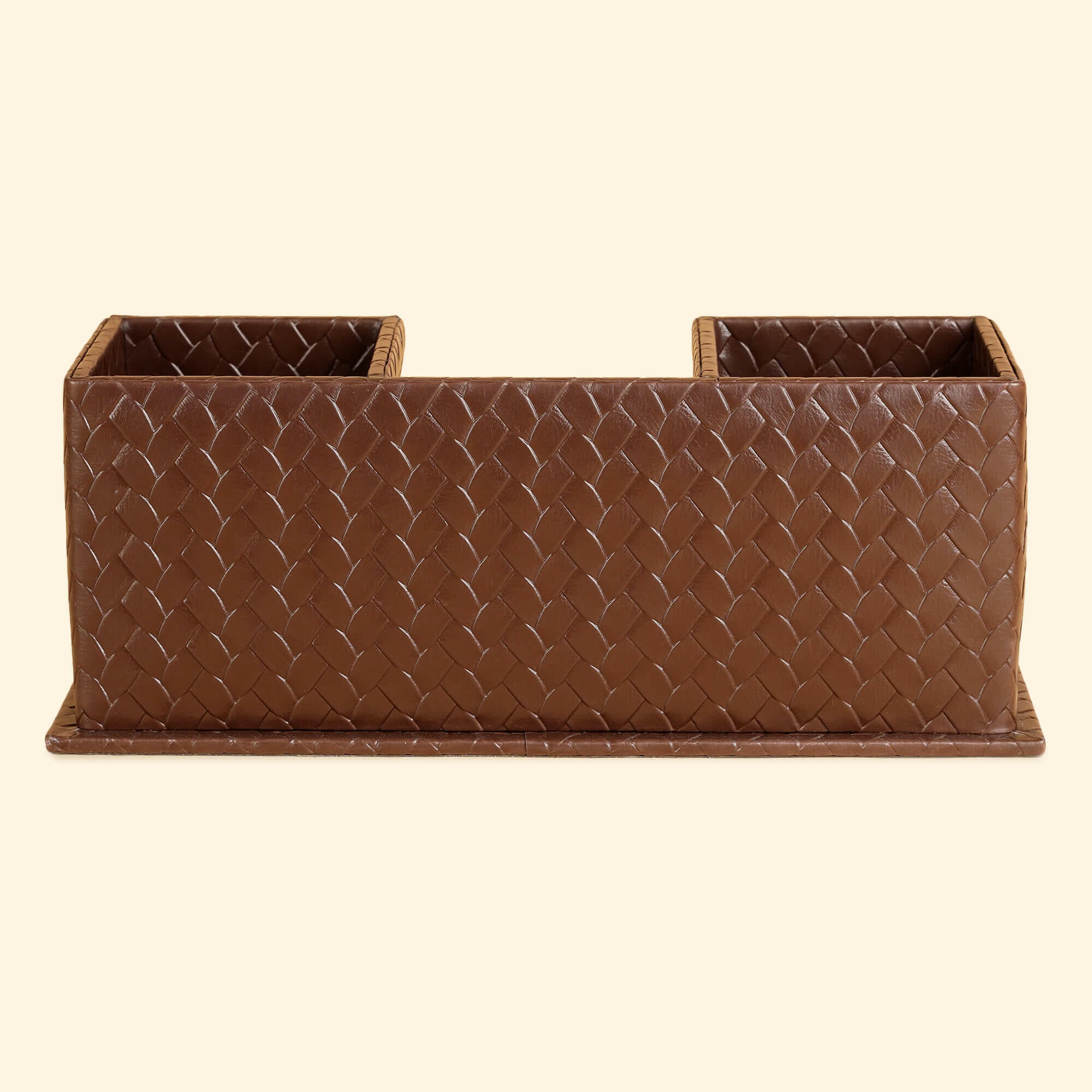 Entwine Desk Caddy Brown | Faux Leather Desk Organizers