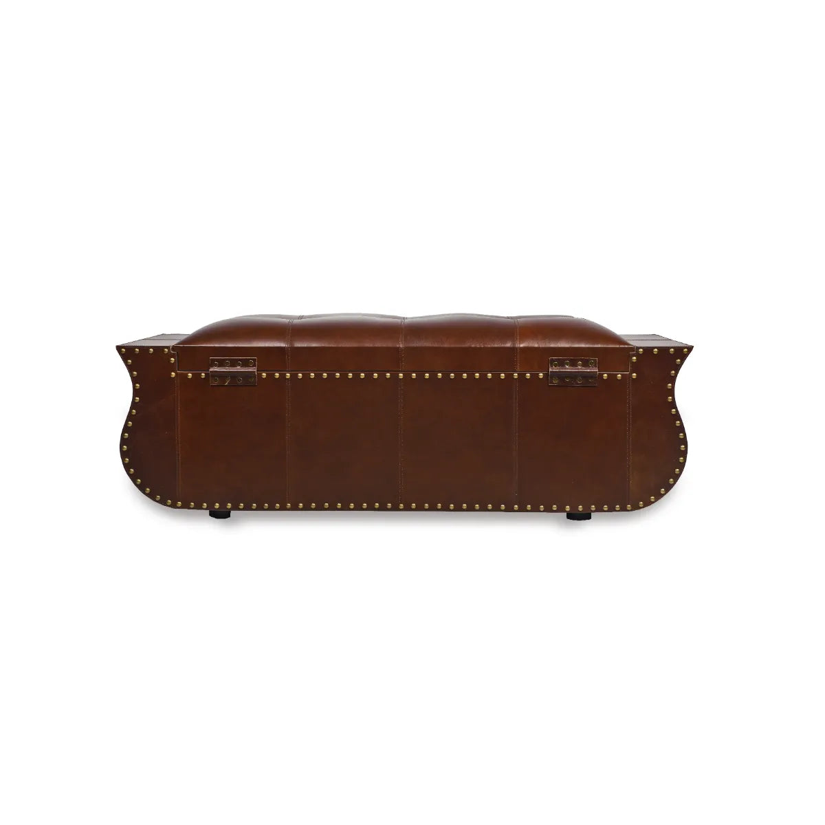 Genuine Leather Ottoman With Storage In Brown Colour