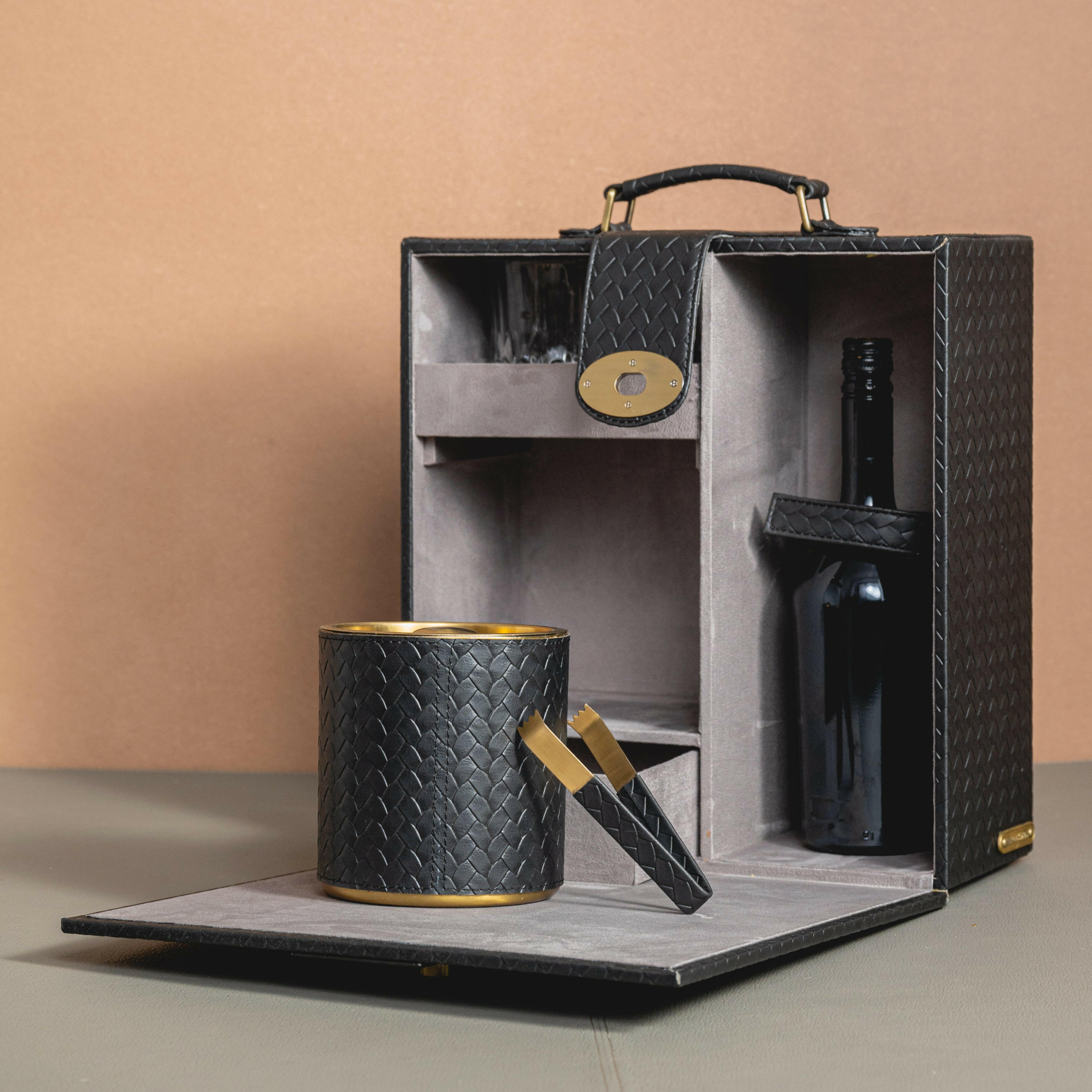 Briefcase Portable Bar Black – Three Sixty Leather