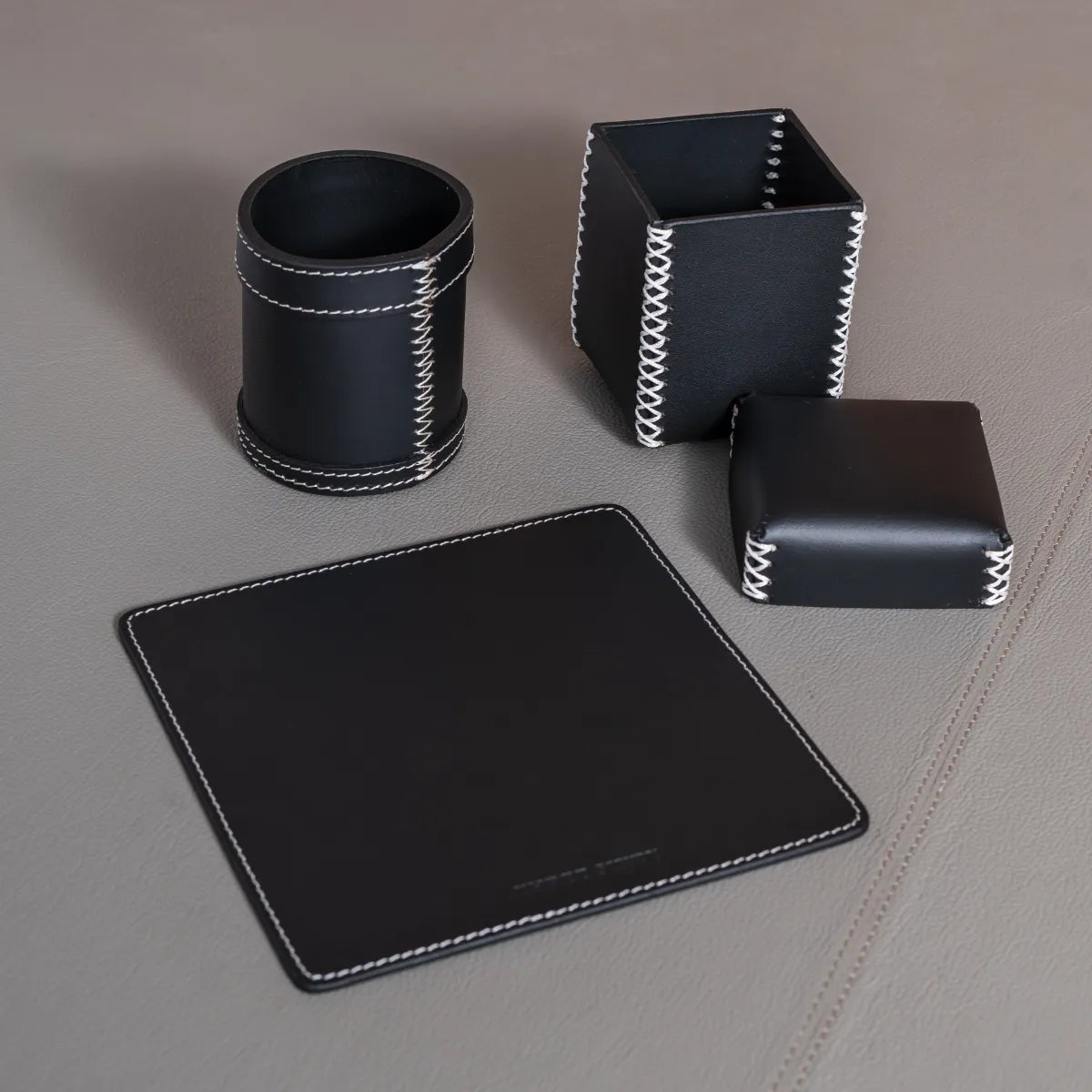 Mousepad, Pen Holder And Storage Box Combo Black