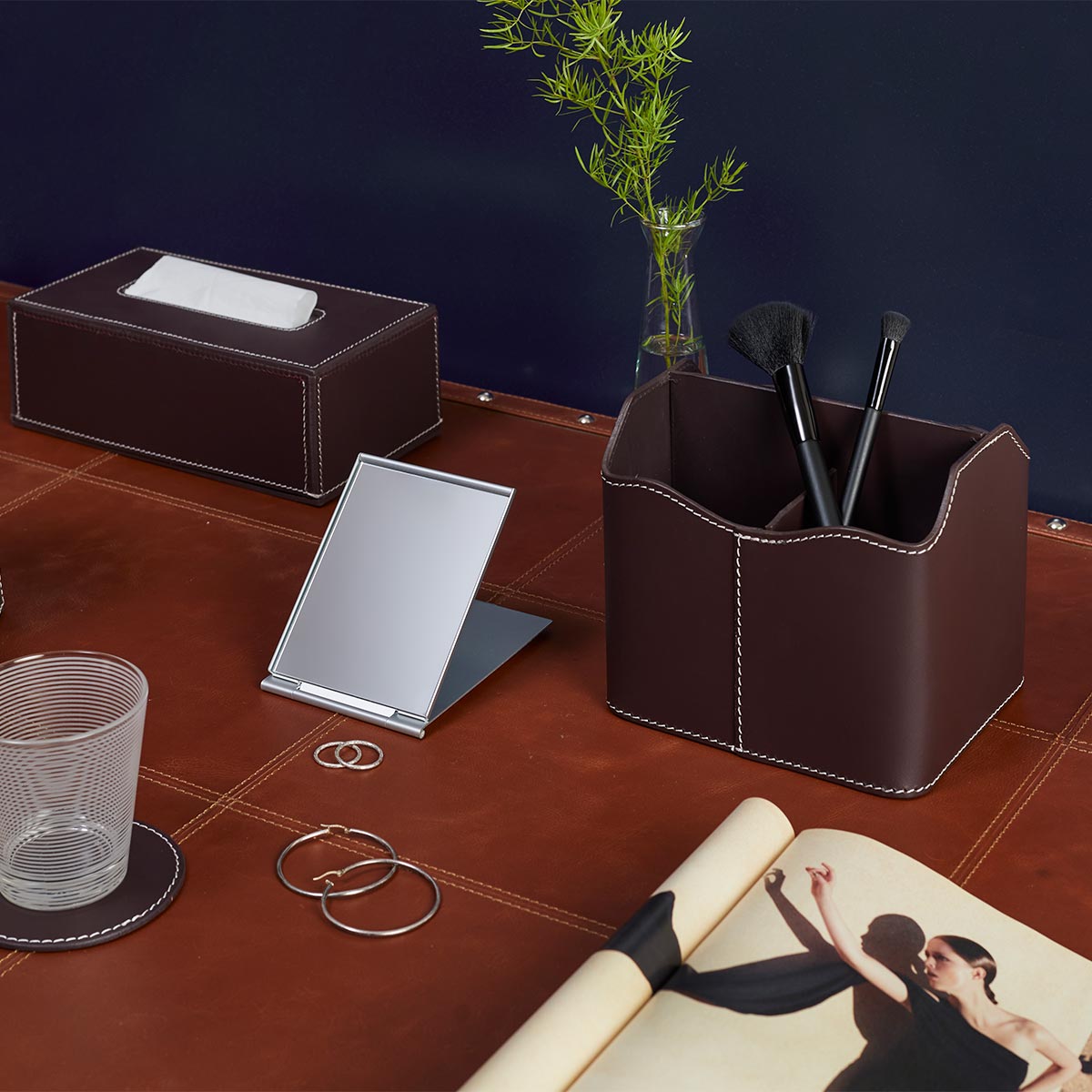 Modella Multi Storage Desk Organizer Bordeaux