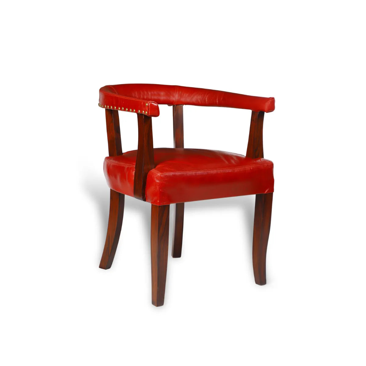 Premium Genuine Leather Low Seating Chair In Red Color