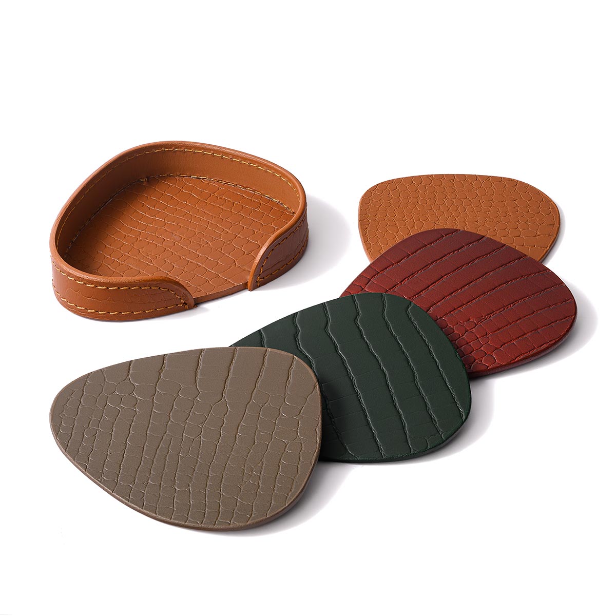 Sterling Coasters Set Abstract Shape Multicolor Tan