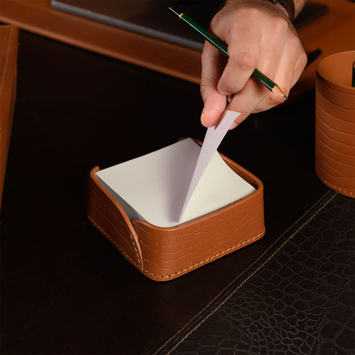 Sterling Memo Holder Tan