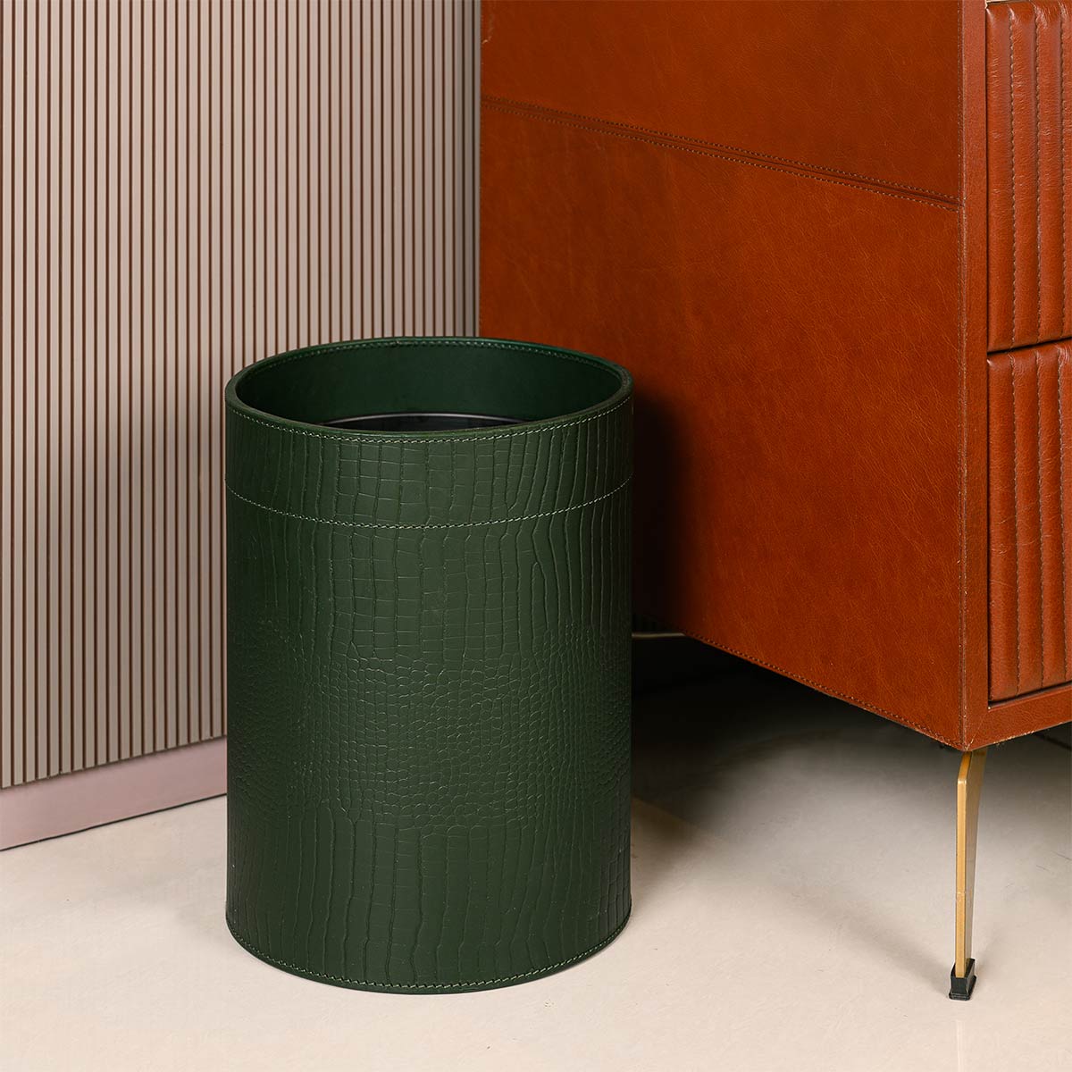 Sterling Wastebin With Metal Inner Green