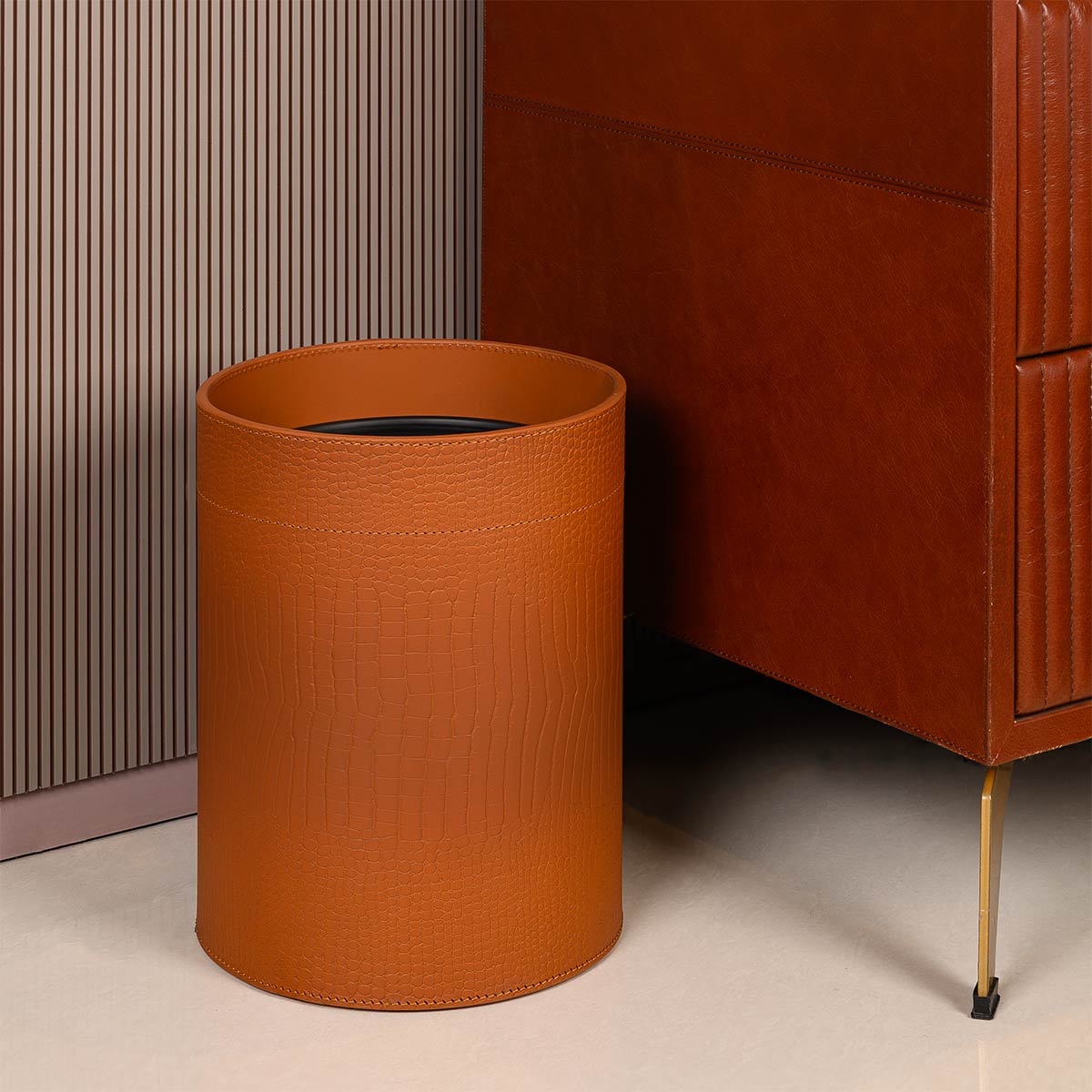 Sterling Wastebin With Metal Inner Tan