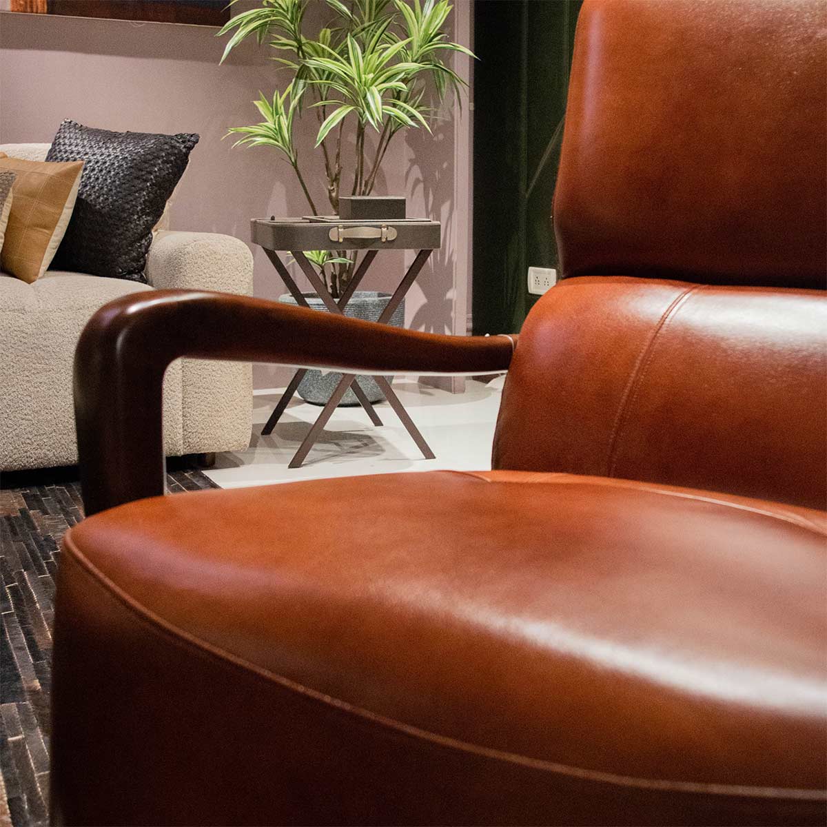 Chancellor Leather Swivel Chair Tan