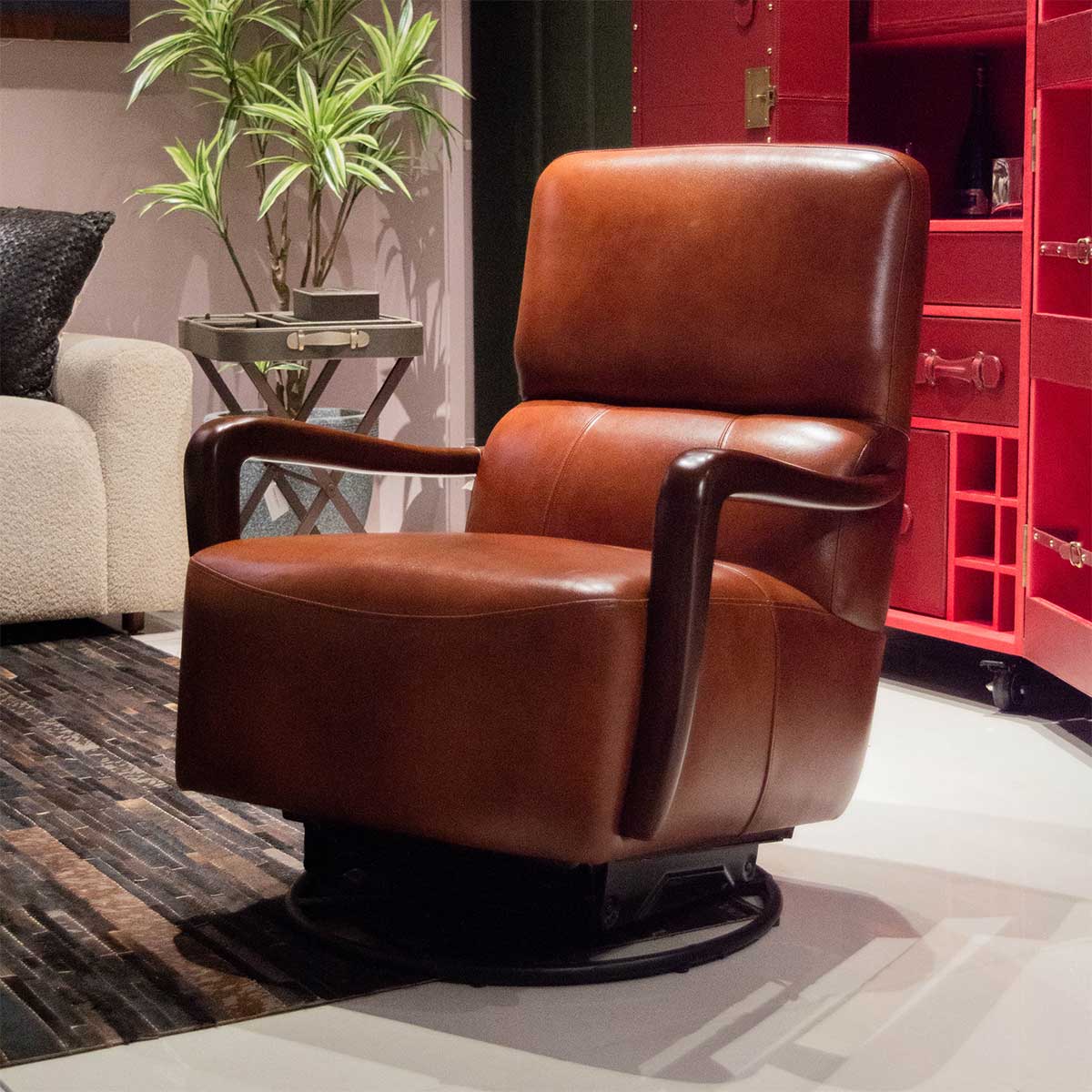 Chancellor Leather Swivel Chair Tan - Three Sixty Life