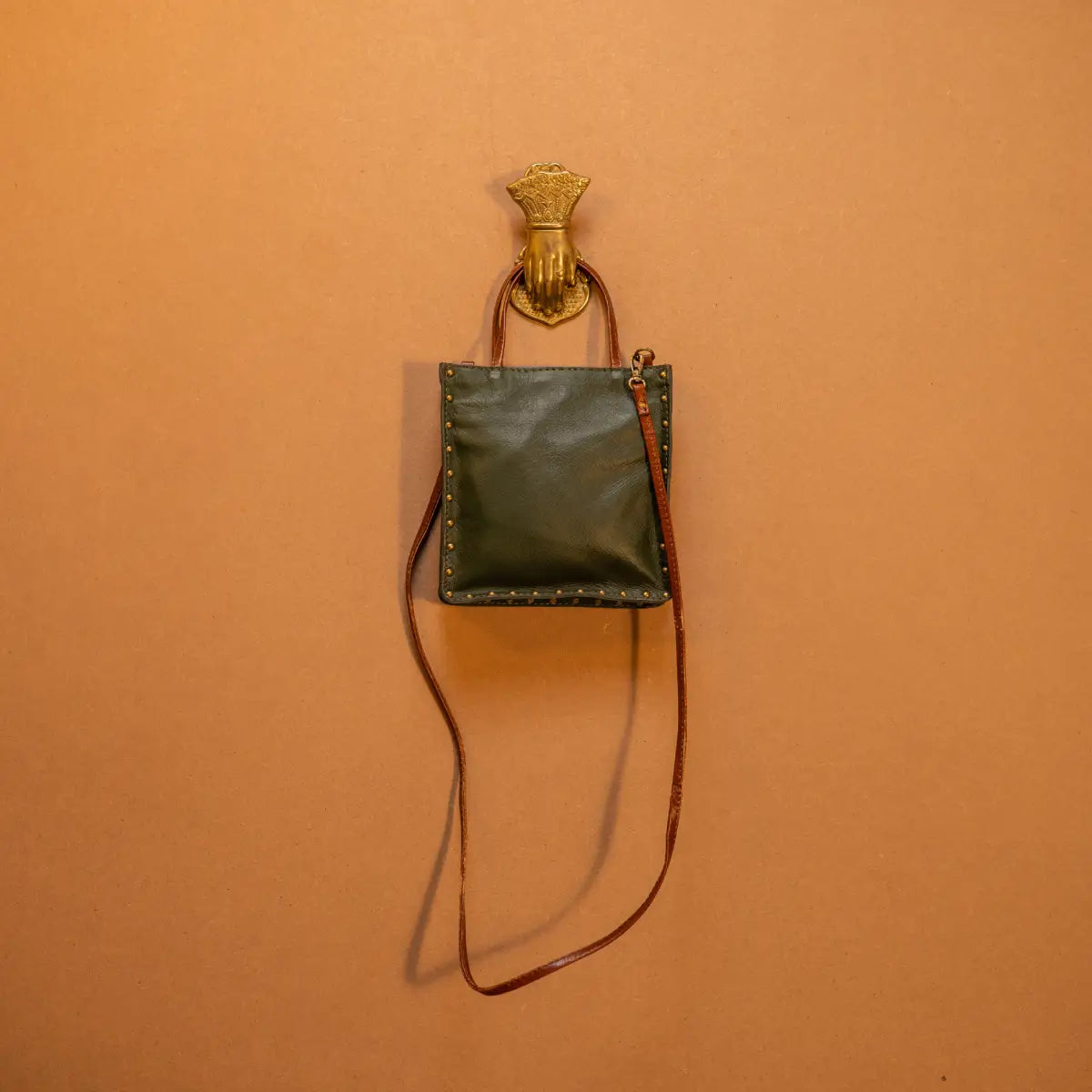 Ines Sling Bag - Genuine Waxy Leather Olive Green