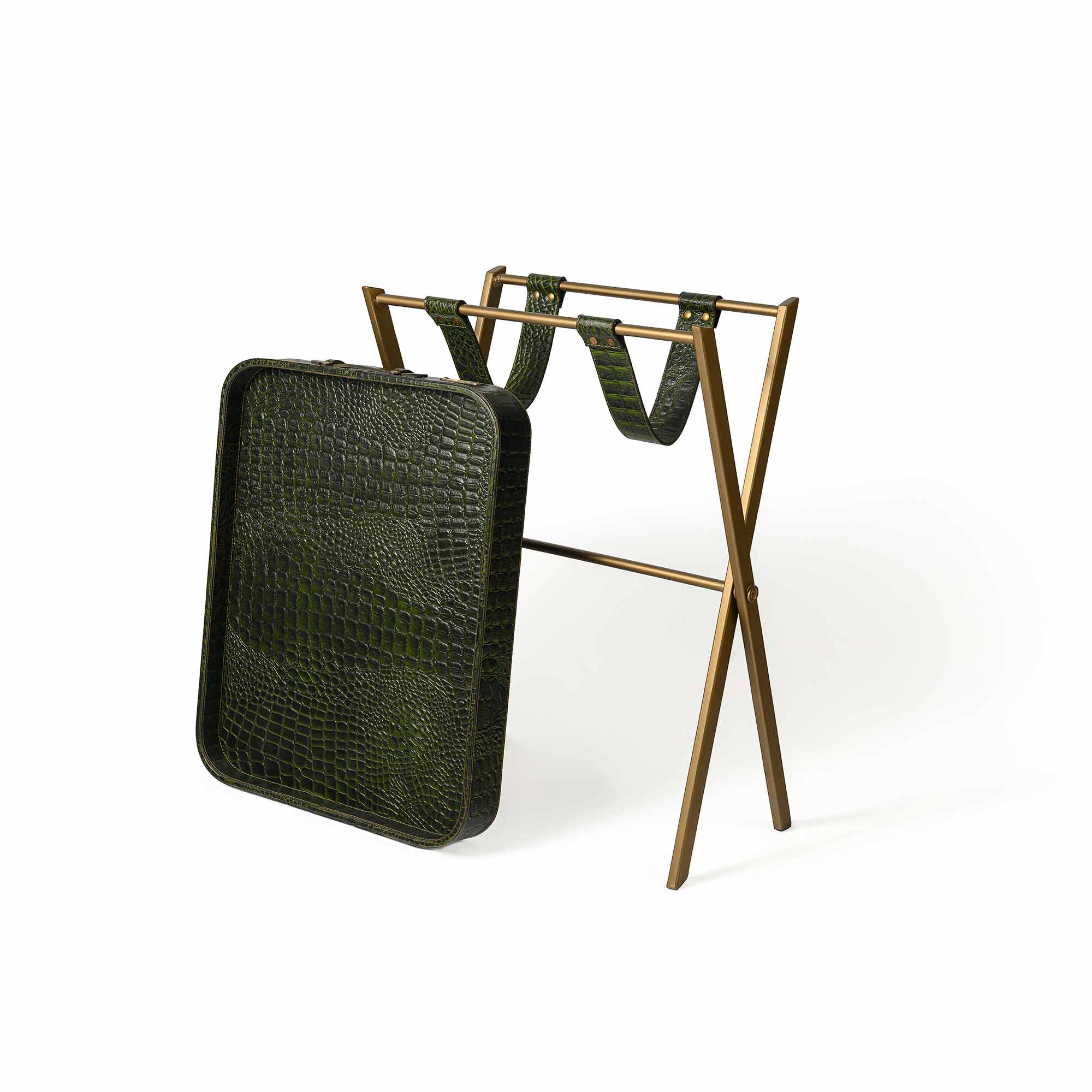 Tray On Stand Croco Green