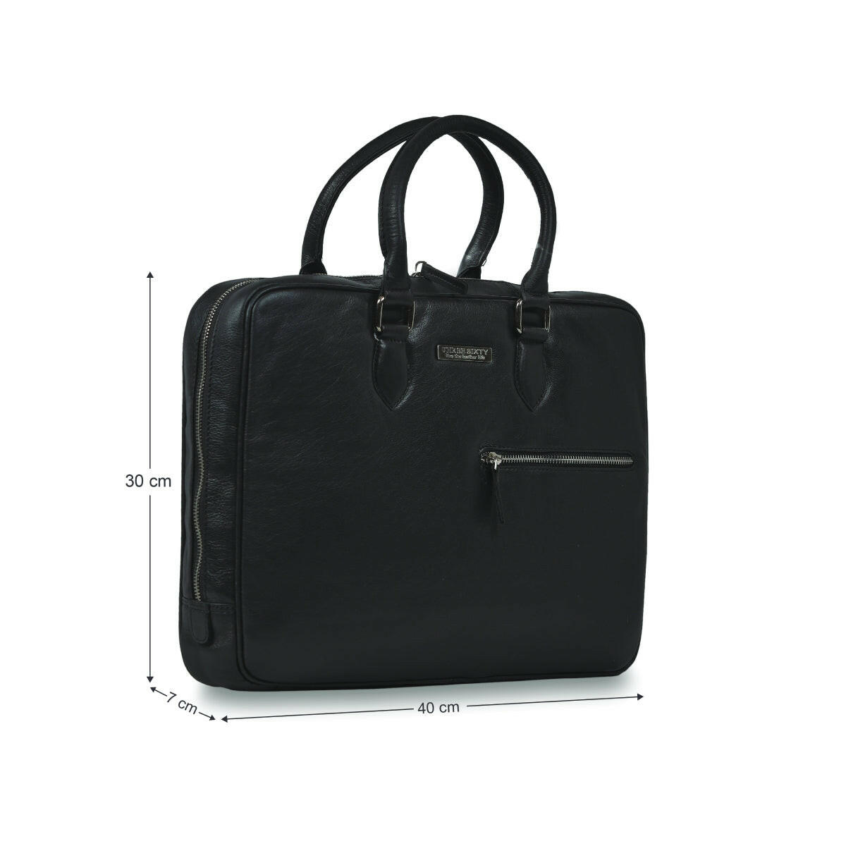 Genuine Waxy Leather Laptop Bag Black