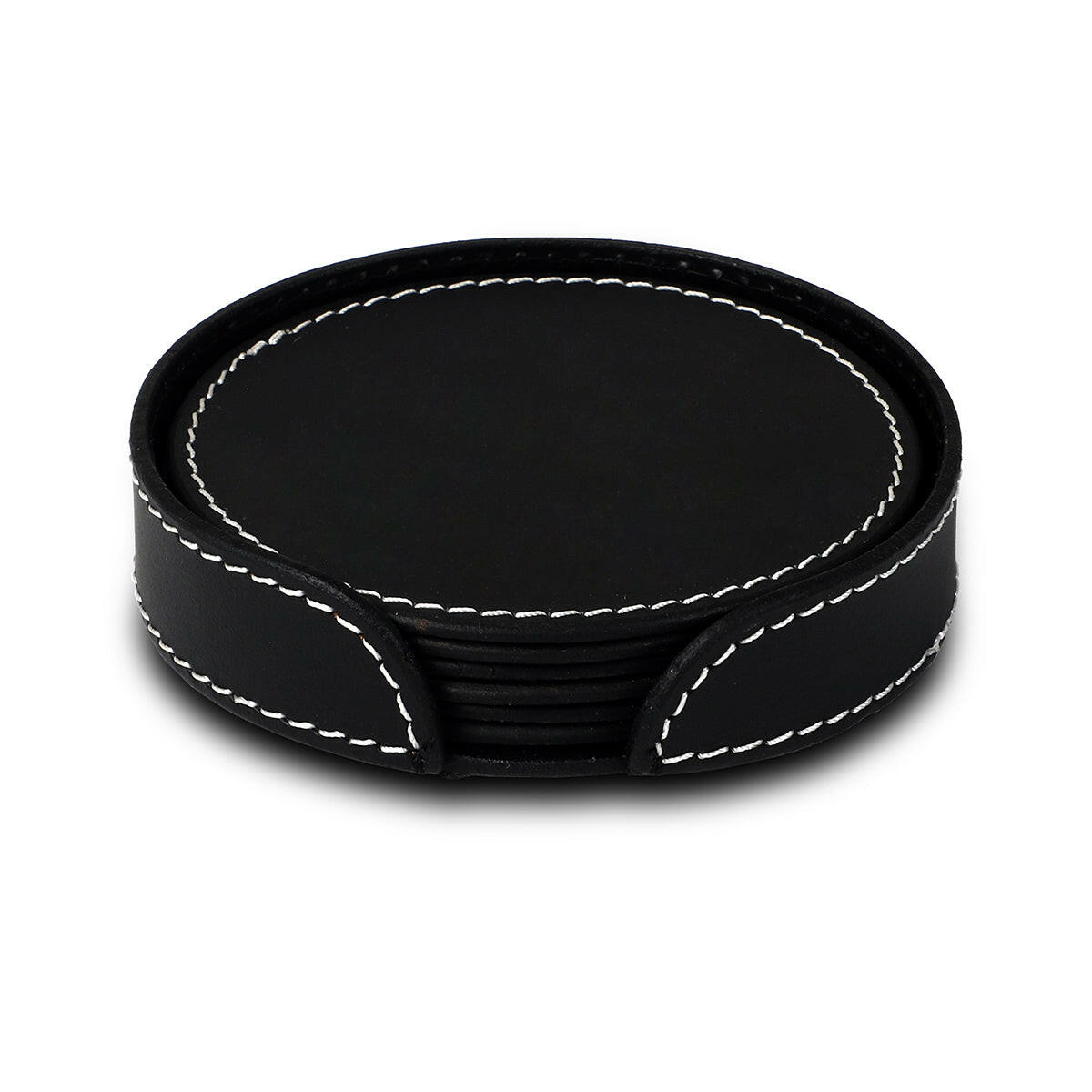 Modella Round Coasters Set Of 6 Black