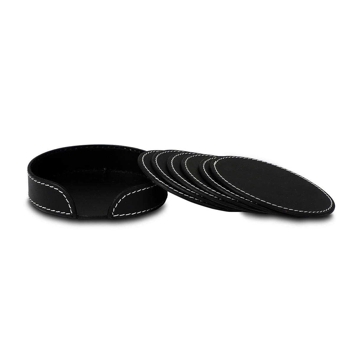 Modella Round Coasters Set Of 6 Black